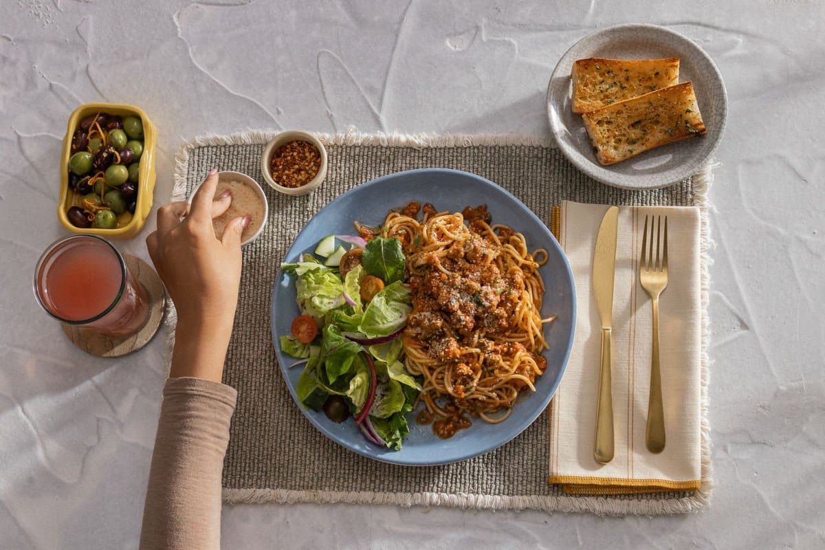 Commerical Photography of a plated meal and table setting